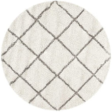 Load image into Gallery viewer, Grey with Ivory - Premium Soft Modern  Round Shaggy Rug