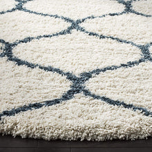 Load image into Gallery viewer, Blue with Ivory - Premium Soft Modern Round Shaggy Rug