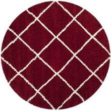 Load image into Gallery viewer, Premium Soft Modern Round Shaggy Rug - Red with Ivory