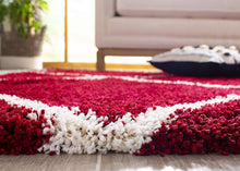 Load image into Gallery viewer, Premium Soft Modern Round Shaggy Rug - Red with Ivory