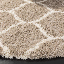 Load image into Gallery viewer, Premium Soft Modern Round Shaggy Rug - Beige with Ivory