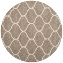 Load image into Gallery viewer, Premium Soft Modern Round Shaggy Rug - Beige with Ivory