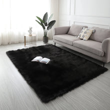 Load image into Gallery viewer, Black Faux Fur Rug, Luxury Fluffy Rugs