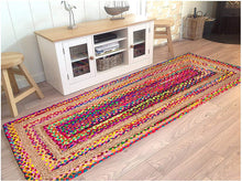Load image into Gallery viewer, Braided Colorful Natural Jute & Multi Cotton Bedside Runner