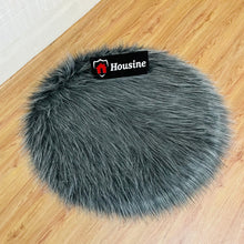 Load image into Gallery viewer, Grey Round Faux Fur Rug, Luxury Fluffy Area Rug - 80x80 cm