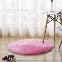 Load image into Gallery viewer, Pink Round Faux Fur Rug, Luxury Fluffy Area Rug - 80x80 cm