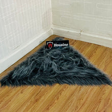 Load image into Gallery viewer, Grey Multi Triangle Faux Fur Rug, Luxury Fluffy Area Rug - 90x90 cm