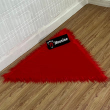 Load image into Gallery viewer, Red Triangle Faux Fur Rug, Luxury Fluffy Area Rug - 90x90 cm