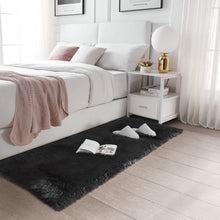 Load image into Gallery viewer, Black Faux Fur Rug, Luxury Fluffy Rugs