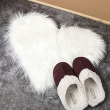 Load image into Gallery viewer, 2 Pieces Fluffy Faux Area Rug Heart Shaped Rug for Home  - White