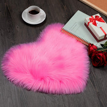 Load image into Gallery viewer, 2 Pieces Fluffy Faux Area Rug Heart Shaped Rug for Home  - Pink
