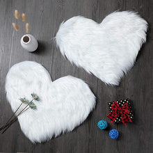 Load image into Gallery viewer, 2 Pieces Fluffy Faux Area Rug Heart Shaped Rug for Home  - White