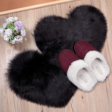 Load image into Gallery viewer, 2 Pieces Fluffy Faux Area Rug Heart Shaped Rug for Home - Black