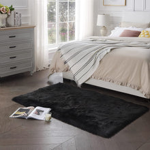 Load image into Gallery viewer, Black Faux Fur Rug, Luxury Fluffy Rugs