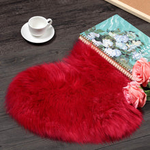 Load image into Gallery viewer, 2 Pieces Fluffy Faux Area Rug Heart Shaped Rug for Home  - Red