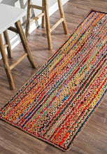 Load image into Gallery viewer, Braided Colorful Natural Jute & Multi Cotton Bedside Runner