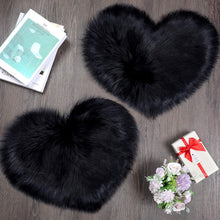 Load image into Gallery viewer, 2 Pieces Fluffy Faux Area Rug Heart Shaped Rug for Home - Black
