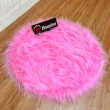 Load image into Gallery viewer, Pink Round Faux Fur Rug, Luxury Fluffy Area Rug - 80x80 cm