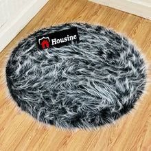 Load image into Gallery viewer, Grey Multi Round Faux Fur Rug, Luxury Fluffy Area Rug - 80x80 cm