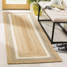 Load image into Gallery viewer, Braided Natural Jute & White Cotton Bedside Runner