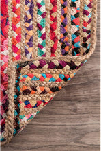 Load image into Gallery viewer, Braided Colorful Natural Jute & Multi Cotton Bedside Runner