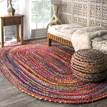 Load image into Gallery viewer, Multi color chindi Oval Collection Classic Hand Woven Area Rug
