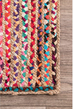 Load image into Gallery viewer, Braided Colorful Natural Jute & Multi Cotton Bedside Runner