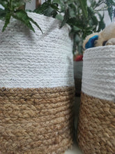 Load image into Gallery viewer, Jute & White Cotton - Planter Pots/Storage Basket