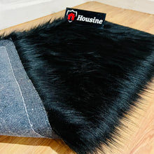 Load image into Gallery viewer, Black Bedside Faux Fur Runner, Luxury Fluffy Runner - 60x150 Cm