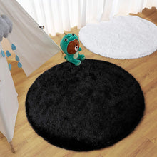 Load image into Gallery viewer, Plain Black- Premium Soft  Round Shaggy Rug
