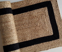 Load image into Gallery viewer, Braided Natural Jute & Black Cotton Bed-side Runner