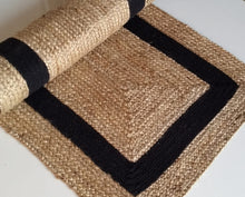 Load image into Gallery viewer, Braided Natural Jute & Black Cotton Bed-side Runner