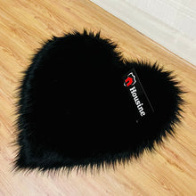 Load image into Gallery viewer, 2 Pieces Fluffy Faux Area Rug Heart Shaped Rug for Home - Black
