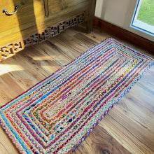 Load image into Gallery viewer, Multi color Braided Natural Jute & Multi Cotton Bedside Runner