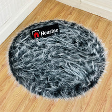 Load image into Gallery viewer, Grey Multi Round Faux Fur Rug, Luxury Fluffy Area Rug - 80x80 cm