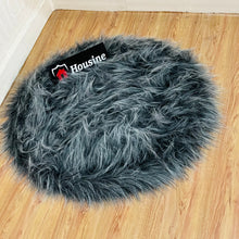 Load image into Gallery viewer, Grey Multi Round Faux Fur Rug, Luxury Fluffy Area Rug - 80x80 cm