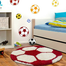 Load image into Gallery viewer, Ivory & Red Football - Premium Soft Latest Round Shaggy Rug