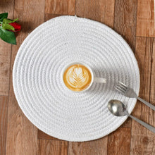 Load image into Gallery viewer, white Cotton Hand Braided Table Mats - 15” Diameter - 38cm