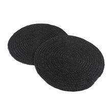Load image into Gallery viewer, Black Cotton Hand Braided Table Mats - 15” Diameter - 38cm