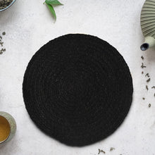 Load image into Gallery viewer, Black Cotton Hand Braided Table Mats - 15” Diameter - 38cm