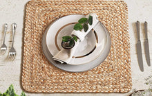 Load image into Gallery viewer, Jute Squre Hand Braided Table Mats - 15” Diameter - 38cm