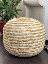 Load image into Gallery viewer, White Cotton - Natural Jute Pouf/Ottoman