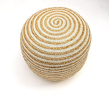 Load image into Gallery viewer, White Cotton - Natural Jute Pouf/Ottoman