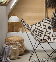 Load image into Gallery viewer, White Natural Jute Pouf/Ottoman