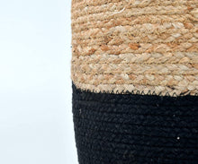 Load image into Gallery viewer, Black/Beige Jute Pouf/Ottoman