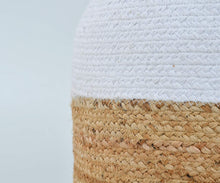 Load image into Gallery viewer, white/Beige Jute Pouf/Ottoman