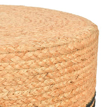 Load image into Gallery viewer, Black Cotton/Beige Jute Pouf/Ottoman