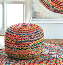 Load image into Gallery viewer, Multicolor Jute Pouf/Ottoman