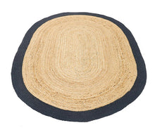 Load image into Gallery viewer, Jute With Black Cotton Oval Collection Classic Hand Woven Area Rug