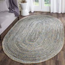 Load image into Gallery viewer, Jute With Denim Oval Collection Classic Hand Woven Area Rug
